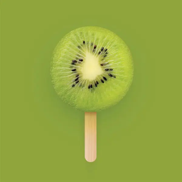 现实的猕猴桃片新鲜的有机绿色背景 — 图库矢量图片