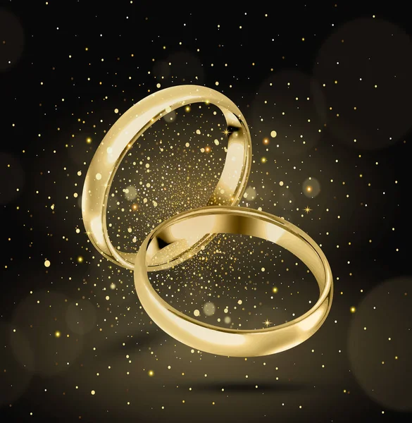 Realistic Golden Rings Wedding Sparkles — Stock Vector