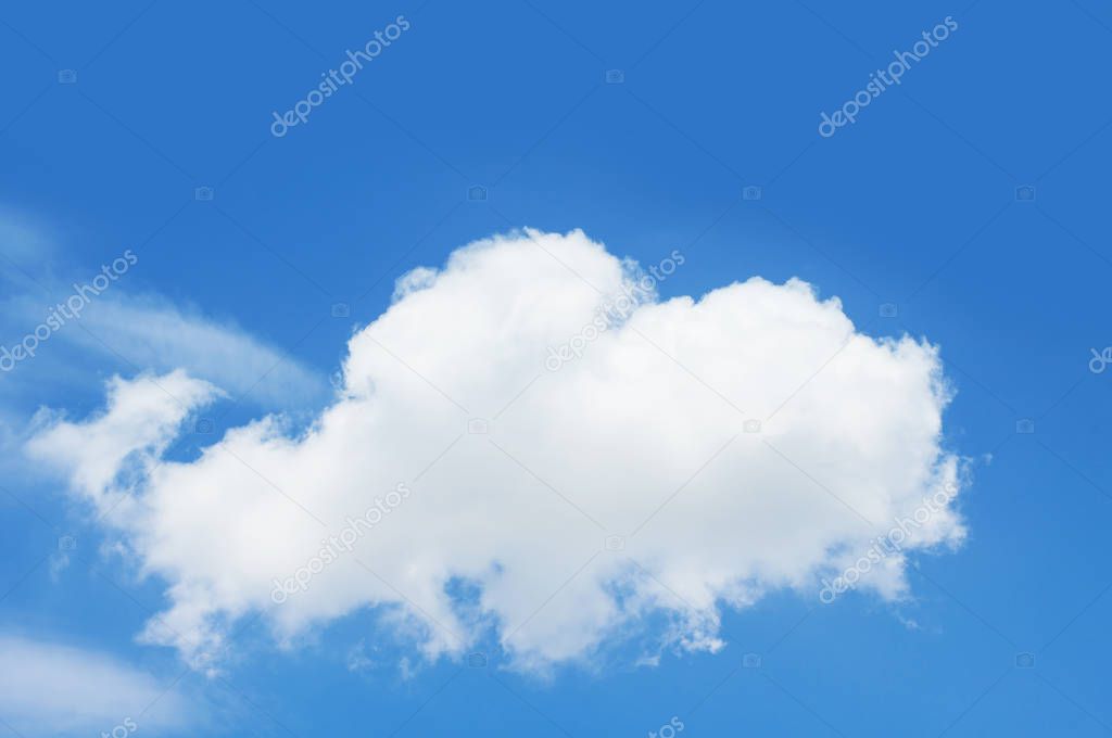 One white cloud in blue sky.