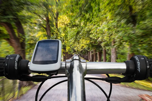 Riding a bike, speed concept, motion blur
