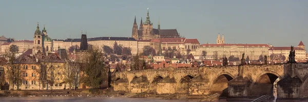 Prague Panorama Charles Bridge Prague River Vltava Prague Castle — Stock Photo, Image