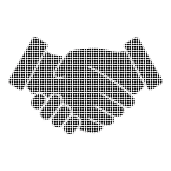 Geschäftsvereinbarung Handschlag Vektorsymbol Schwarzen Punkten Halbton — Stockvektor