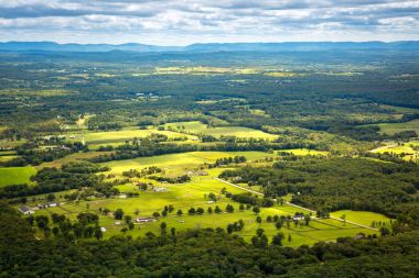 Aerial view of the Hudson Valley farm land clipart