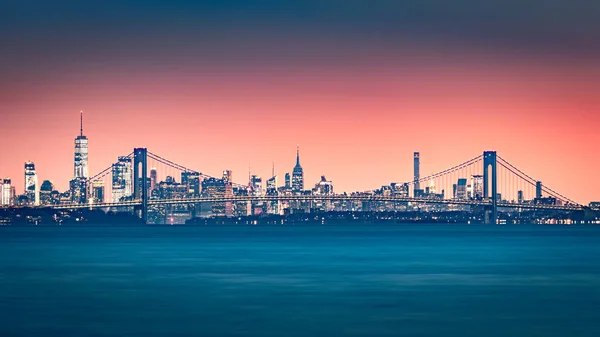 Verrazano Narrows Híd Gates New Yorki Öbölbe Való Hozzáférés Manhattan — Stock Fotó