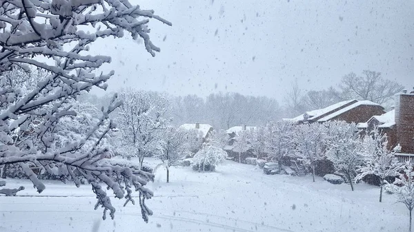 Heavy Snow Storm New Jersey Village — Stock Photo, Image