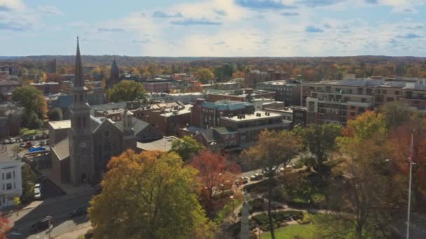 Filmagem aérea do centro de Morristown, Nova Jersey — Vídeo de Stock