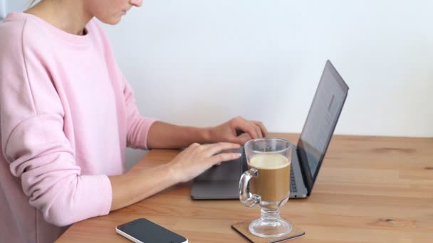 Mujer navegando por Internet con su portátil — Vídeo de stock