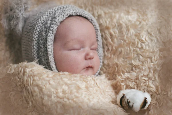 寝ている生まれたばかりの赤ちゃんの肖像画 — ストック写真