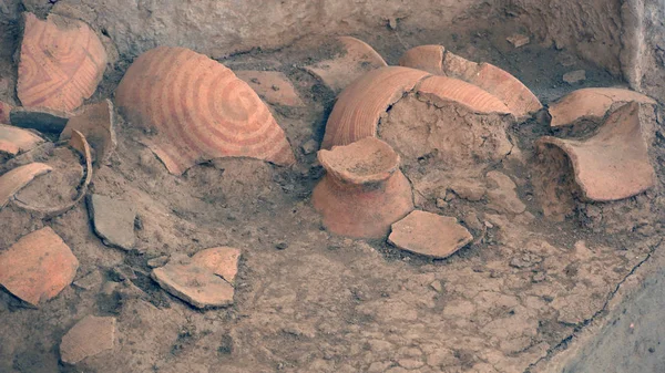 Os potsherds de Ban Chiang National Museum Tailândia — Fotografia de Stock