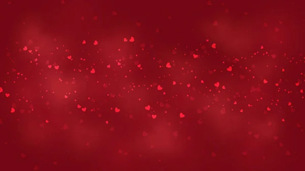 I piccoli cuori con cuori sfocati su sfondo rosso . — Vettoriale Stock