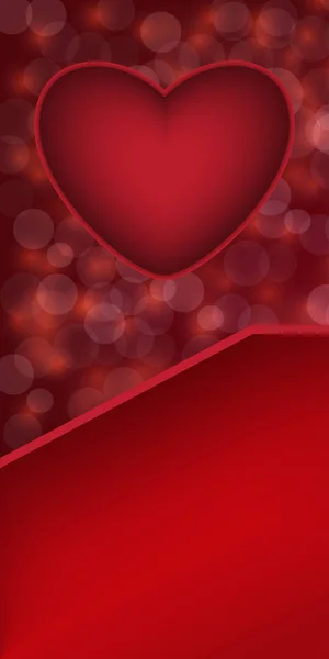One Red Heart Copy Space Vector Bokeh Red Background — 스톡 벡터
