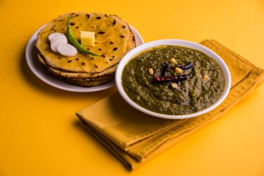 makki di roti and sarso ka saag, famous north indian food clipart