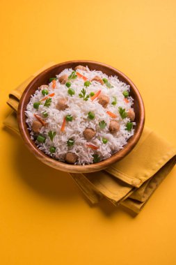 Lezzetli soya pulao ya da pirinç ya da soya Dobiş bezelye ve fasulye, Hintli ya da Pakistanlı mutfağı ile kızarmış pilav