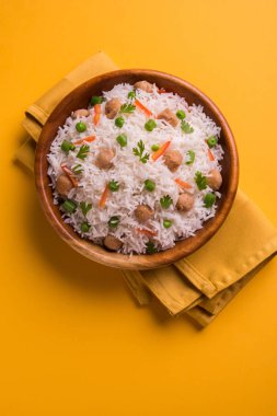 Lezzetli soya pulao ya da pirinç ya da soya Dobiş bezelye ve fasulye, Hintli ya da Pakistanlı mutfağı ile kızarmış pilav