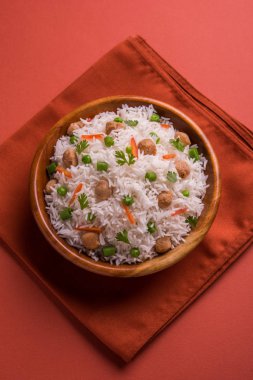 Lezzetli soya pulao ya da pirinç ya da soya Dobiş bezelye ve fasulye, Hintli ya da Pakistanlı mutfağı ile kızarmış pilav