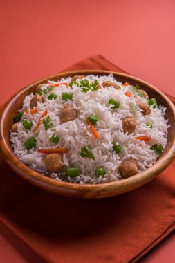Lezzetli soya pulao ya da pirinç ya da soya Dobiş bezelye ve fasulye, Hintli ya da Pakistanlı mutfağı ile kızarmış pilav