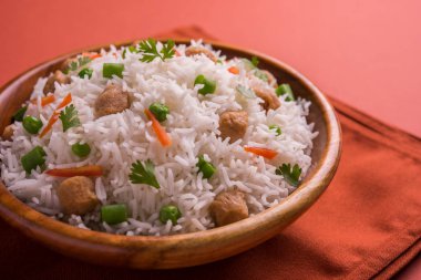 Lezzetli soya pulao ya da pirinç ya da soya Dobiş bezelye ve fasulye, Hintli ya da Pakistanlı mutfağı ile kızarmış pilav