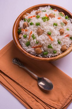 Lezzetli soya pulao ya da pirinç ya da soya Dobiş bezelye ve fasulye, Hintli ya da Pakistanlı mutfağı ile kızarmış pilav