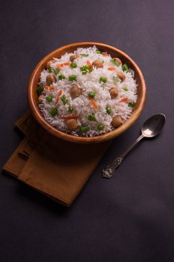 Lezzetli soya pulao ya da pirinç ya da soya Dobiş bezelye ve fasulye, Hintli ya da Pakistanlı mutfağı ile kızarmış pilav