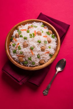 Lezzetli soya pulao ya da pirinç ya da soya Dobiş bezelye ve fasulye, Hintli ya da Pakistanlı mutfağı ile kızarmış pilav