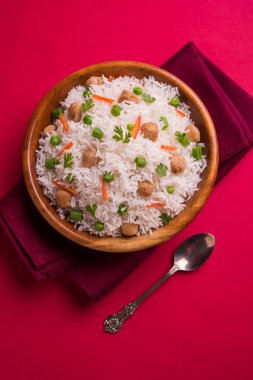 Lezzetli soya pulao ya da pirinç ya da soya Dobiş bezelye ve fasulye, Hintli ya da Pakistanlı mutfağı ile kızarmış pilav