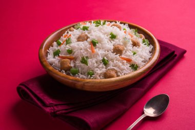 Lezzetli soya pulao ya da pirinç ya da soya Dobiş bezelye ve fasulye, Hintli ya da Pakistanlı mutfağı ile kızarmış pilav