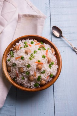 Lezzetli soya pulao ya da pirinç ya da soya Dobiş bezelye ve fasulye, Hintli ya da Pakistanlı mutfağı ile kızarmış pilav