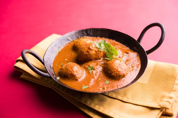 Frisch Gekochtes Würziges Kartoffelcurry Der Pfanne Oder Scharfer Dum Aloo — Stockfoto