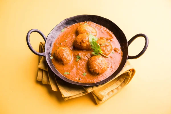 Frisch Gekochtes Würziges Kartoffelcurry Der Pfanne Oder Scharfer Dum Aloo — Stockfoto