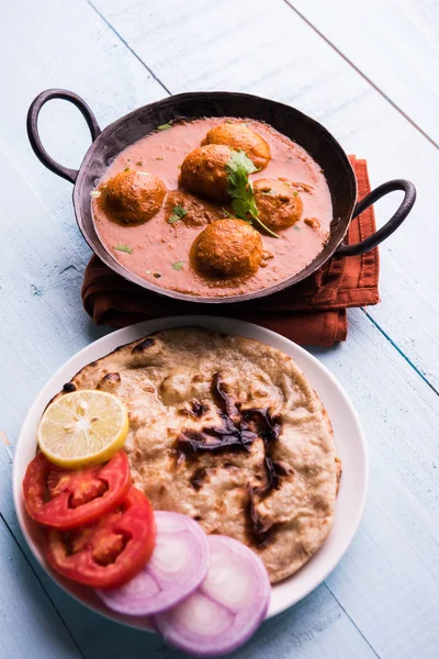 Curry Batata Picante Recém Cozido Frigideira Dum Aloo Quente Picante — Fotografia de Stock