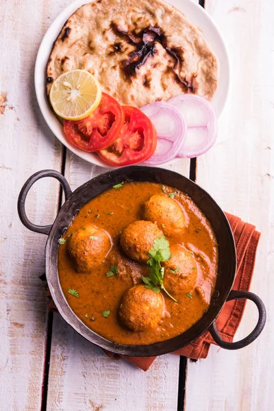 Curry Batata Picante Recém Cozido Frigideira Dum Aloo Quente Picante — Fotografia de Stock