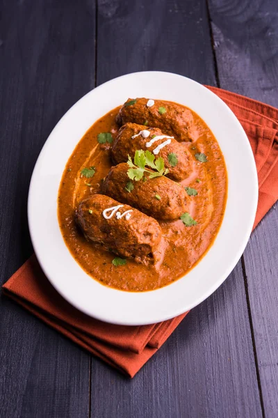 Malai Kofta Curry Klasická Severoindická Vegetariánská Receptura Alternativa Masovým Kuličkám — Stock fotografie
