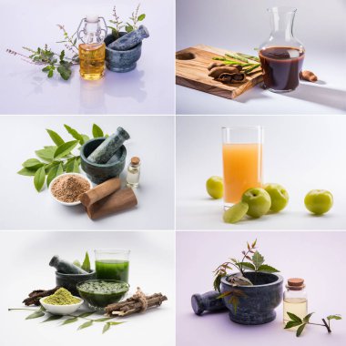 Kolaj Hint Ayurvedik Mehmet, Neem, Amla veya aavla, demirhindi veya imli ve chandan ya da sandal ağacı ürünler ve yağlar