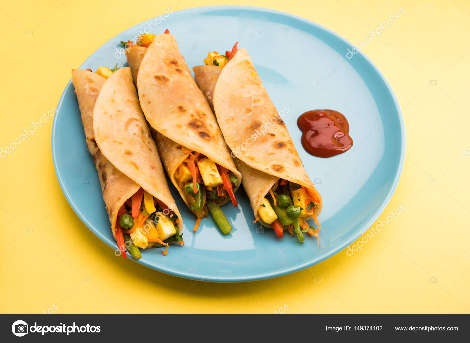 Indian Popular Snack Food Called Vegetable Spring Rolls Or Veg