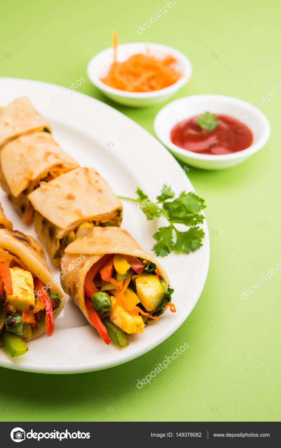 Indian Popular Snack Food Called Vegetable Spring Rolls Or Veg