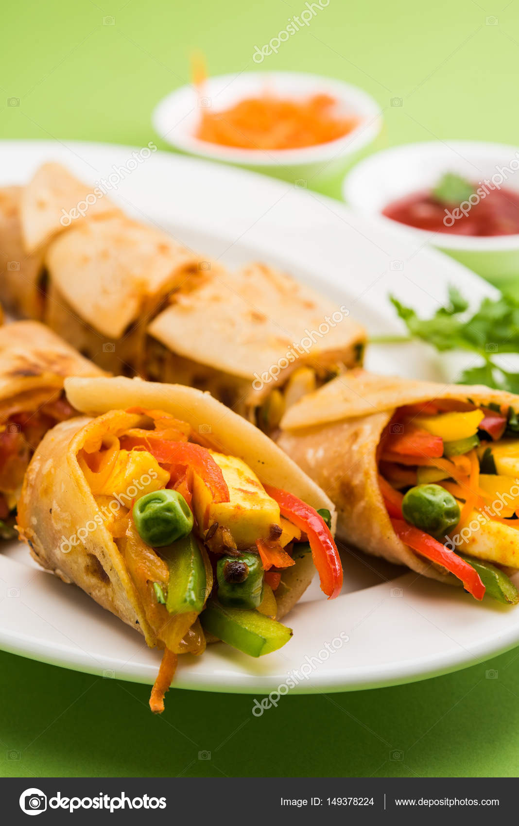 Indian Popular Snack Food Called Vegetable Spring Rolls Or Veg