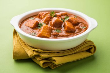 paneer butter masala or cheese cottage curry, popular indian lunch/dinner menu in weddings or parties, selective focus clipart