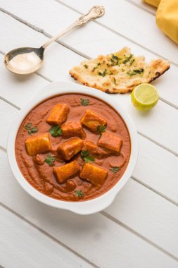 paneer tereyağı masala veya peynir cottage köri, düğün ya da partiler, seçici odak popüler Hint öğle/akşam yemeği menüsünde