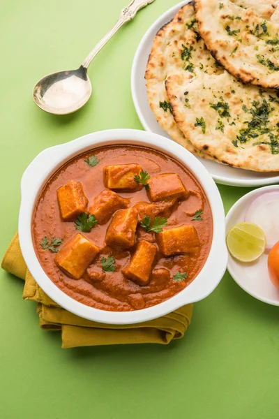 Paneer tereyağı masala veya peynir cottage köri, düğün ya da partiler, seçici odak popüler Hint öğle/akşam yemeği menüsünde — Stok fotoğraf