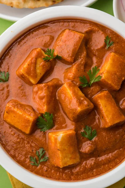 Paneer tereyağı masala veya peynir cottage köri, düğün ya da partiler, seçici odak popüler Hint öğle/akşam yemeği menüsünde — Stok fotoğraf