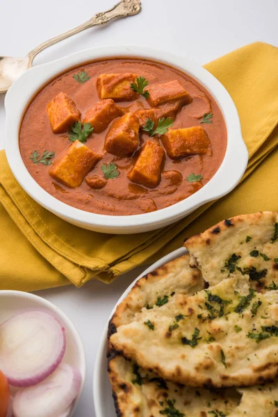 Paneer tereyağı masala veya peynir cottage köri, düğün ya da partiler, seçici odak popüler Hint öğle/akşam yemeği menüsünde — Stok fotoğraf