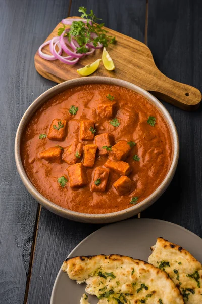 Paneer tereyağı masala veya peynir cottage köri, düğün ya da partiler, seçici odak popüler Hint öğle/akşam yemeği menüsünde — Stok fotoğraf