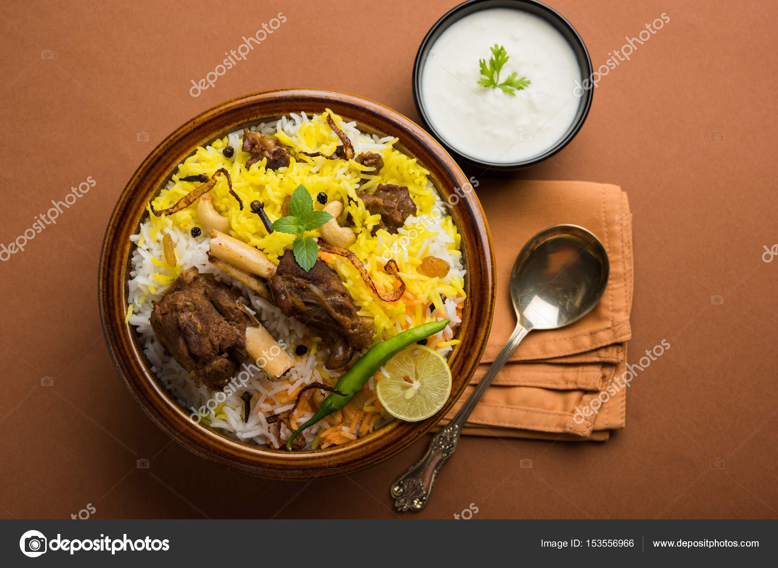 Kashmiri or Hyderabadi Mutton Gosht Biryani / Lamb Biryani / Mutton