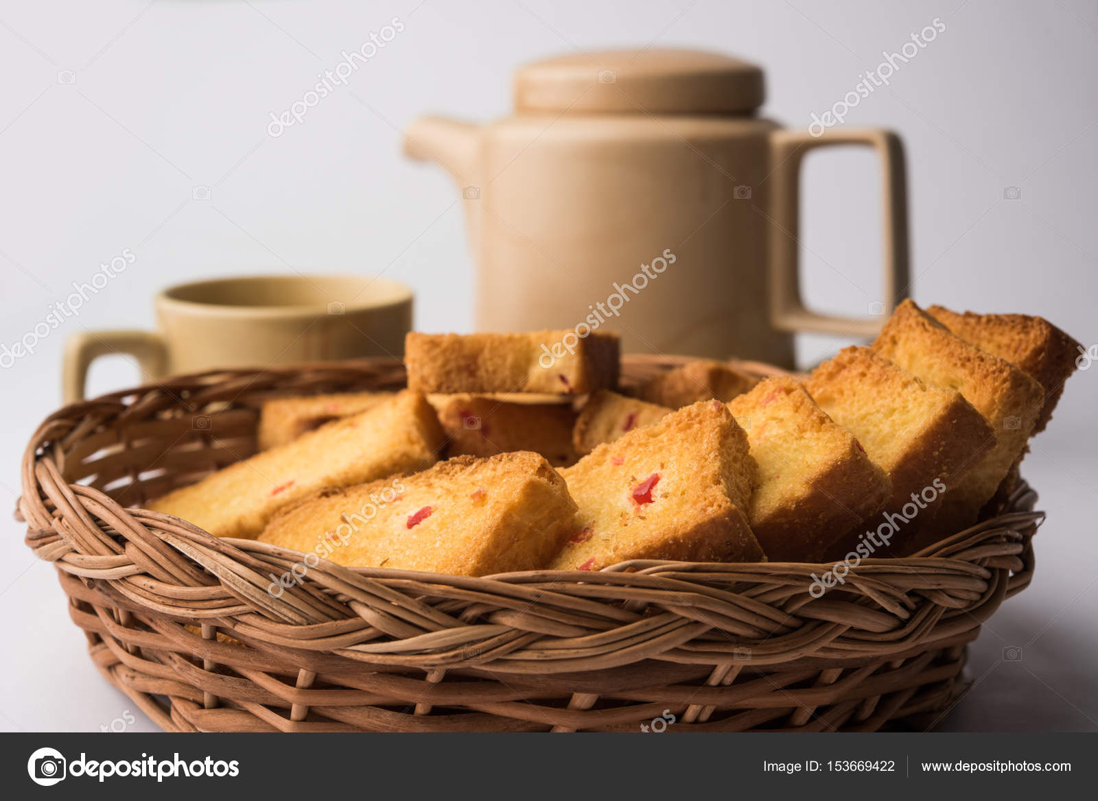 Indian punjabi or Delhi bread toast with tutti frutti flavour, served