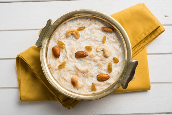 Most famous Indian sweet pudding Kheer or semiya khir in a bowl.Selective focus