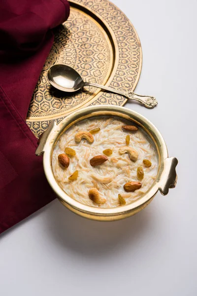 Most famous Indian sweet pudding Kheer or semiya khir in a bowl.Selective focus