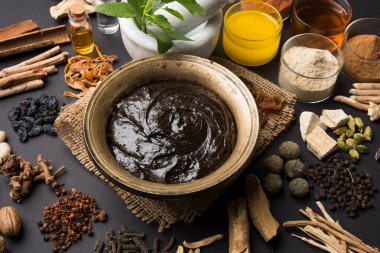 Hint Ayurvedik diyet ek Chyawanprash denilen / chyavanaprasha pişmiş şeker, bal, ghee, Hint bektaşi üzümü (amla), reçel, Tahin, çilek, otlar ve çeşitli baharat karışımıdır