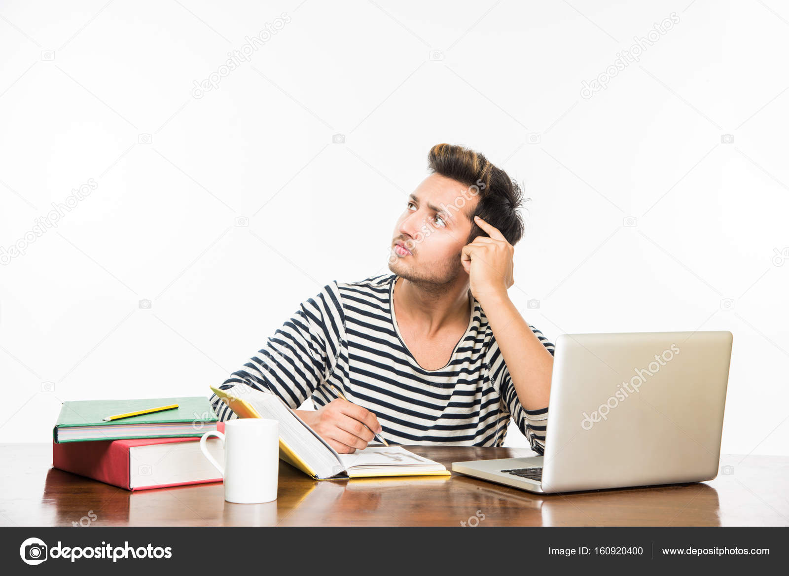 Handsome Indian Boy Or Male College Student Studying On Study