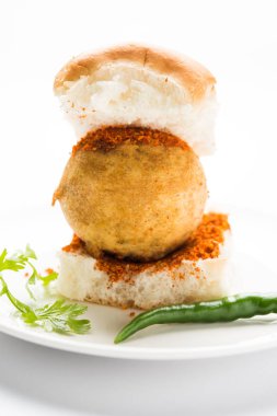 Hint sokak gıda Vada Pav veya Vada Paav veya Vadapav, seçici odak