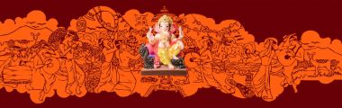 Ganapati veya ganesh Festivali veya mutlu Ganesh Chaturthi tebrik kartı gösteren fotoğrafı lshloka:ord ganesha Idol Sanskritçe shloka ve şekil içinde belgili tanımlık geçmiş